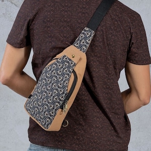 Unisex Sling Bag/ Vegan, Canvas Cross Body Bag, Small Sling Bag, Boho Tribal Psychedelic Festival Bags