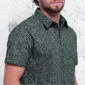 All Over Print Button Up Shirt Short Sleeve Button Down Men Alternative Clothing Urban Streetwear