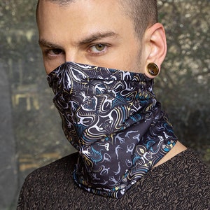 Reusable Face Mask, Washable Dust Mask, Neck Gaiter For Women, Rave Mask, Festival Head Wrap, Bandana Snood, Festival Mask For Men