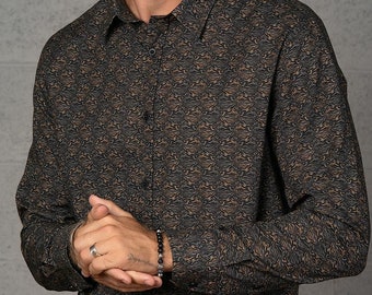 Long Sleeve Button Down Men's Shirt, Bohemian Clothing, Festival Shirt, Rave Clothes, Birthday Gifts for Guy Friend