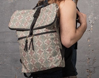 SHIPIBO Roll Top Backpack For Traveling, Festival Backpack, RollTop Backpack, Laptop Backpack, Canvas Backpack- Vegan