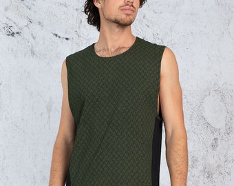 Camiseta psicodélica para hombre, ropa de psy trance, Burning Man, ropa de festival, ropa urbana bohemia