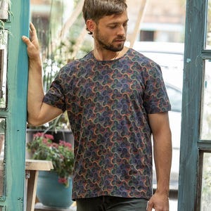 Fungi Shirt For Men- Magic Mushrooms Men&#39;s T-shirt- Psy Trance Burning Man Festival Clothing- Trippy Birthday Gift For Him