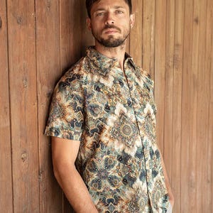 Psychedelic Elegant Shirt Mens Button Up Tribal Shirt Festival Button Down Shirt Trendy Man Shirt Fathers Day Gift
