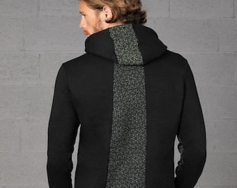 Unisex Black Pullover Hoodie, Psychedelic Hoodie Sweatshirt, Men Jumper, Hooded Sweater, Psy Trance Festival Clothing