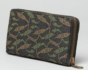 Grand portefeuille tribal pour femme - Portefeuille à fermeture éclair - Portefeuille pour femme Vegan - Portefeuille en toile - Portefeuille long - Cadeau pour petite amie
