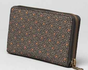Atom Molecule Wallet For Women- Birthday Gift For Girlfriend- Vegan Wallet- Canvas Purse Wallet- Large Zipper Wallet
