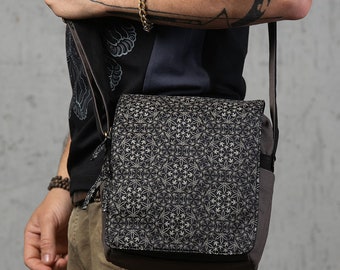 Canvas Crossbody Bag For Men and Women, Cross Body Bag, Small Crossbody Bag, Sacred Geometry, Shoulder Bag, Festival Gear