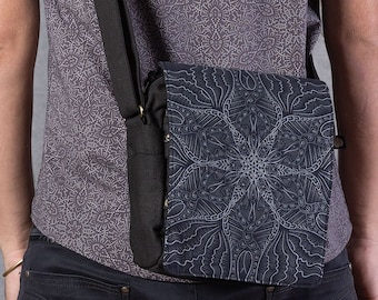 Cross Body Bag, Mens Crossbody Bag, Womens Crossbody Bag, Small Shoulder Bag, Small Messenger Bag, Mandala Bag