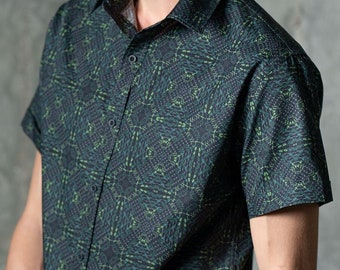 Psychedelic Elegant Shirt Mens Button Up Short Sleeve Shirt Button Down Shirt Trendy Mens Shirt Fathers Day Gift