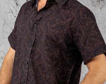 Musical Note Button Up Shirt Men Short Sleeve Button Down Screen Printed Musician Mens Shirts