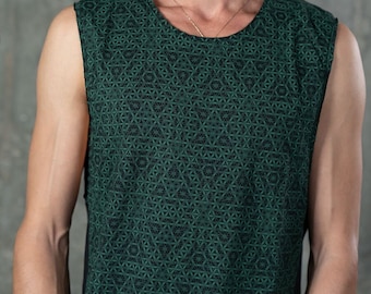 Flower Of Life Men Tank Top- Sacred Geometry Clothing- Tribal Men Top- Festival Wear- SOL Seed Of Life