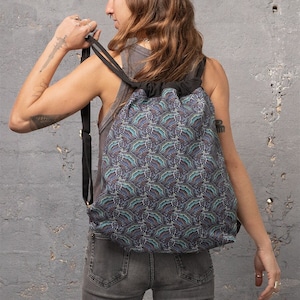 Festival Backpack, Tribal Bag, Drawstring Backpack, Sack Bag, Canvas Vegan Bag, Gift For Girlfriend