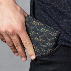 Carteira masculina tribal, carteira fina para homens, carteira masculina bifold, carteira de lona, presente legal para cara, presente para marido