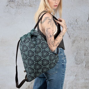 Canvas Sack Bag, Drawstring Bag, Psychedelic Art, Festival Bag, Burning Man, Mini Backpack, Tribal Bag, Drawstring Backpack