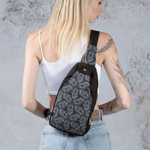Unisex Chest Bag, Canvas Cross Body Bag, Small Sling Bag, Boho Hippie Psychedelic Festival Bags