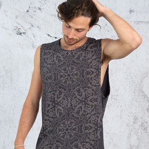 Mandala Mens Tank Top, Heilige Geometrie, Siebdruck, ärmelloses Yoga Shirt, Tribal, Festival Kleidung, Burning Man