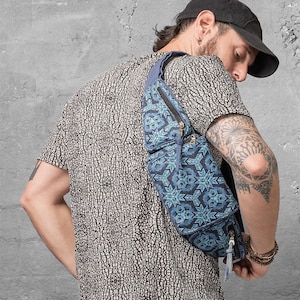 Geometric Utility Belt- Canvas Pocket Belt Burning Man Festival Hip Belt Fanny Pack Travel Belt Money Pouch Trippy Stoners Gift