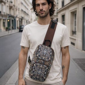Bolso bandolera tribal, bolso bandolera, bolso de mano para hombre, bolso de pecho, bolso de hombro