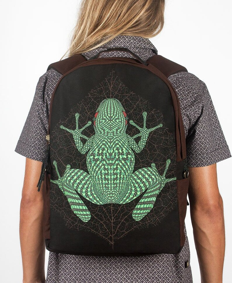 Psychedelic Backpack Round Backpack Kambo Frog Backpack For Laptop Mens Backpack Screen Printed Computer Backpack Womens Backpack