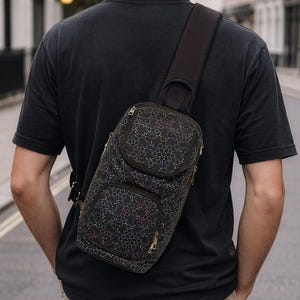 Canvas Crossbody Bag For Men and Women, Cross Body Bag, Small Crossbody Bag, Sacred Geometry, Shoulder Bag, Festival Gear image 6