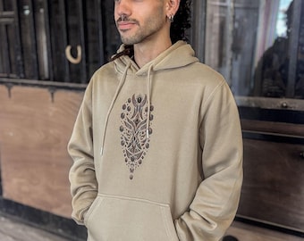 Pullover Hoodie For Men-Long Sleeve Beige Hoodie Sweatshirt- Mens Hooded Sweat Shirt Jumper