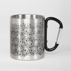 Bienen Becher mit Karabiner Griff, Reisebecher, Camping Becher, Reise Geschenk, Edelstahlbecher