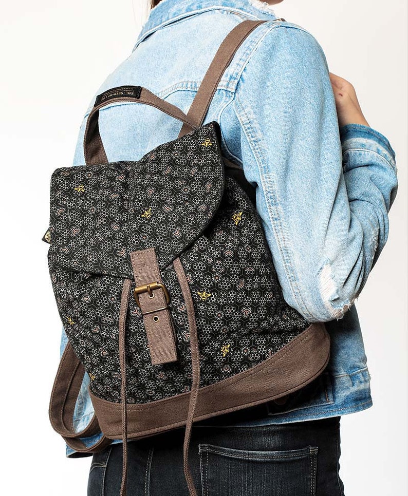 Bee Backpack Purse Mini Backpack for Women Small Canvas Etsy