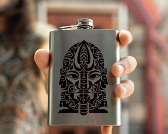 Psychedelic Hip Flask, 8 oz Flask for Liquor, Festival Flask, Alcohol Flask, Stainless Steel Silver Flask