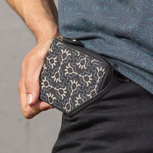Cartera con estampado tribal para hombre- Regalo para novio- Cartera vegana para hombre- Cartera de lona- Hamsa