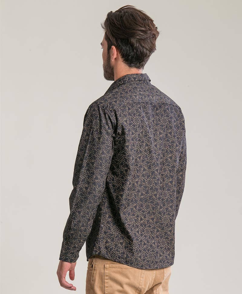 psychedelic button up shirt long sleeve men button down DNA print