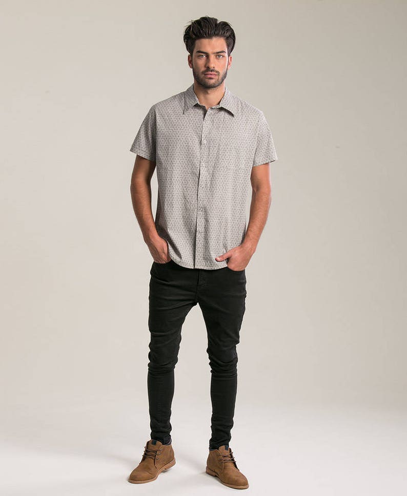 Sacred Geometry Button Down Shirt Men Button Up Shirt Flower Of Life Printed Button Shirt For Him Short Sleeve Shirt For Guy Gift For Men