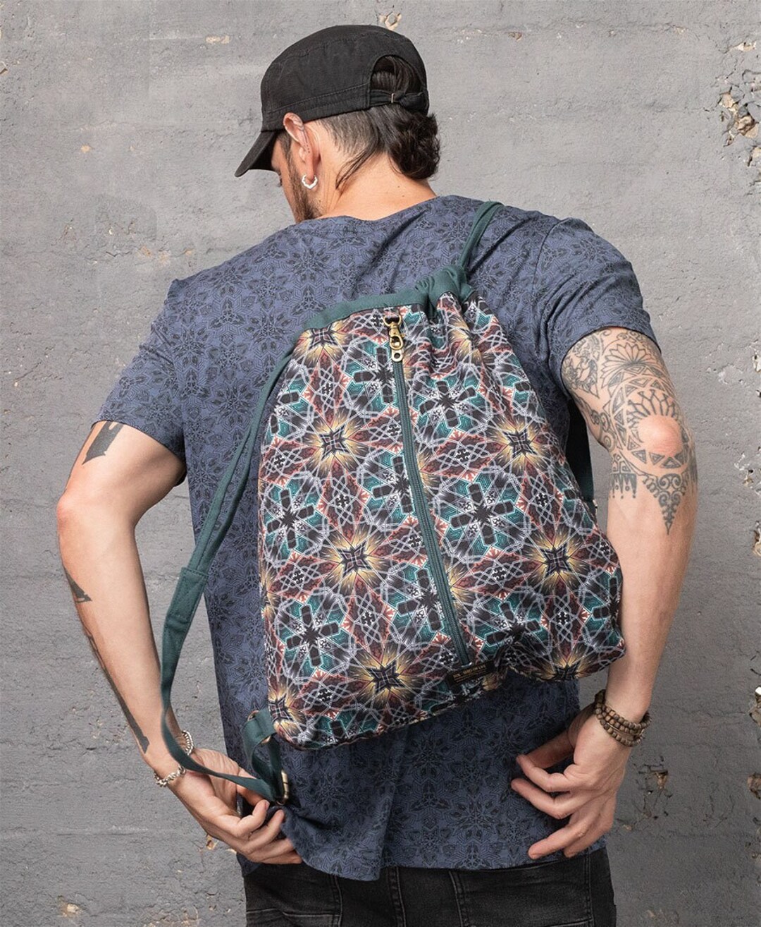 Sacred Geometry Bag Drawstring Backpack - Psychedelic Burning Man ...