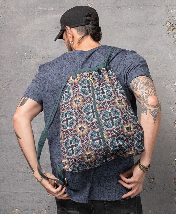 Sacred Geometry Bag Drawstring Backpack - Psychedelic  display picture 1