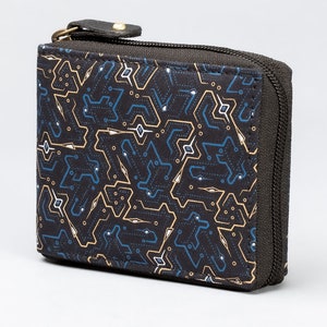 Geometrische Brieftasche für Männer, Canvas Brieftasche mit Münztasche, Boho Brieftasche, Herren Brieftasche Bifold, Brieftasche Geschenk für ihn, Männer Reißverschluss Brieftasche