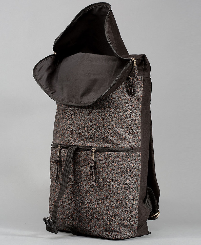 Roll Top Backpack For Men/ Women Travel Backpack RollTop Hiking Backpack Laptop Backpack Canvas Backpack Vegan image 4