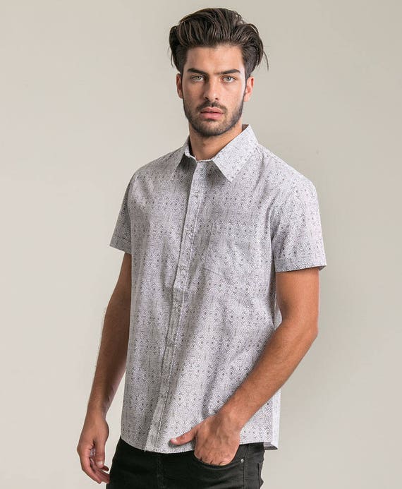 Sacred Geometry Mens Button up White Shirt Short Sleeved - Etsy