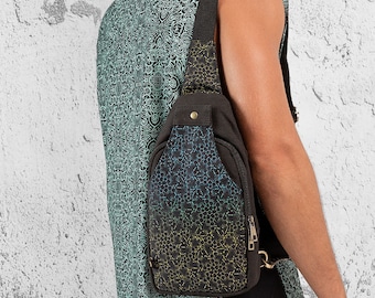 LSD Molecule Sling Bag For Men, Cross Body Bag, Purse Bag, Chest Bag, Festival Shoulder Bag