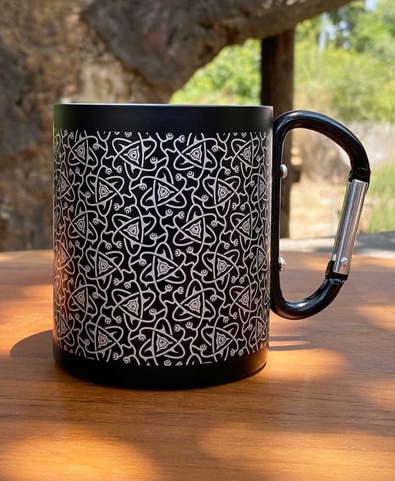 Taza de Acero Inoxidable con Mosquetón Taza de Viaje Portátil Taza