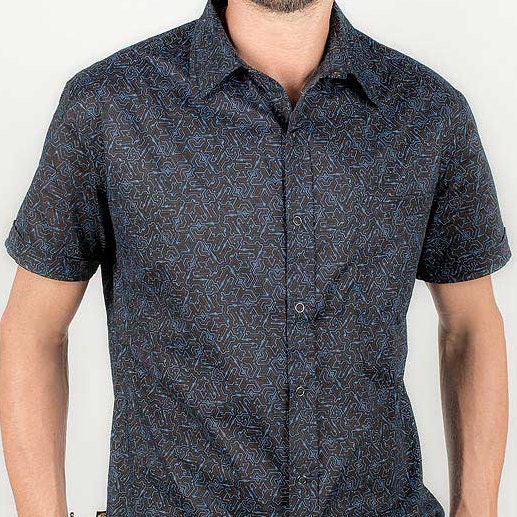 Psychedelic Mens Button Down Shirt In Black Geometric All | Etsy