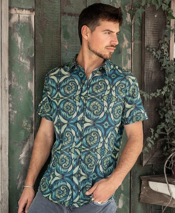 psychedelic dress shirts Psychedelic Button Down Shirt – Men Festival Fashion- Colorful Shirt for  Man