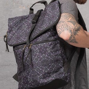 Canvas Backpack With Psychedelic Print- 25L Travel Backpack- Laptop Backpack