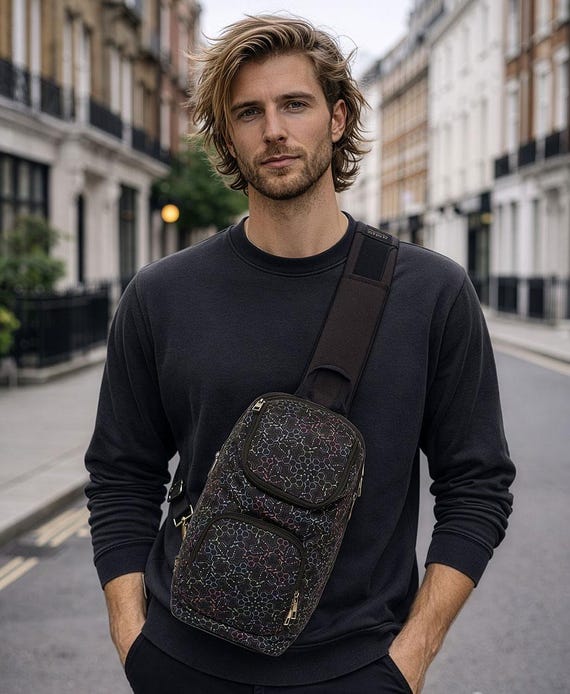 Canvas Crossbody Bag For Men and Women, Cross Body Bag, Small Crossbody Bag, Sacred Geometry, Shoulder Bag, Festival Gear