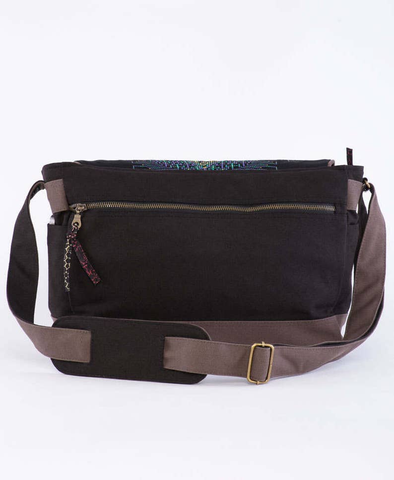 Laptop Bag 13 inch 15 inch Psychedelic Messenger Laptop Bag Canvas Messenger Bag Screen Printed Shoulder Bag Computer Bag