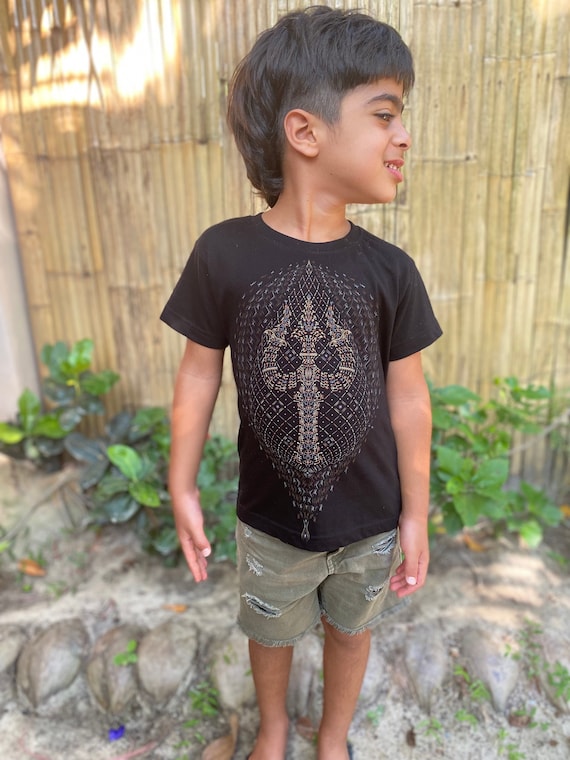 Maglietta nera per bambini con stampa tribale Magliette per bambini alla moda Etsy Italia