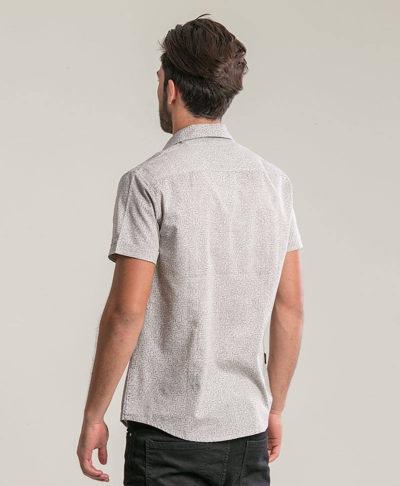 short sleeve grey button up