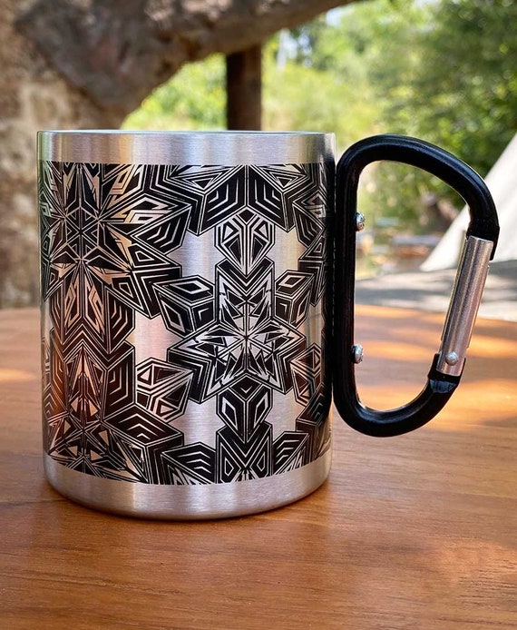 Campfire Coffee Mug With Carabiner Clip Handle Double Walled Insulated