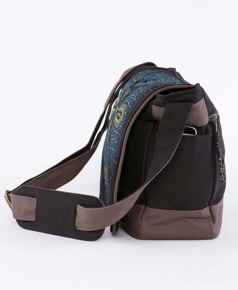 Laptop Bag 13 inch 15 inch Psychedelic Messenger Laptop Bag Canvas Messenger Bag Screen Printed Shoulder Bag Computer Bag
