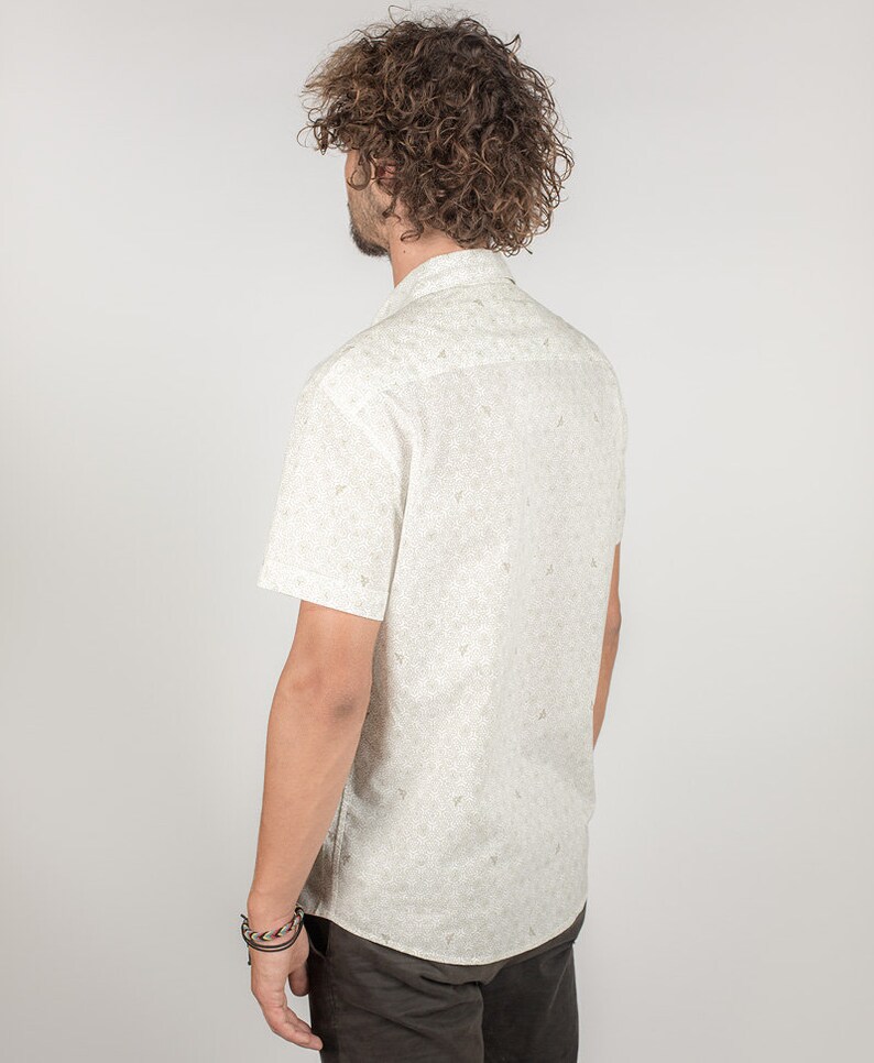 Men White Button Down Shirt Short Sleeve Button up Shirt Etsy