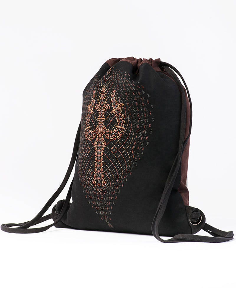 Canvas Sack Bag With Trishul Print Drawstring Bag Mini - Etsy